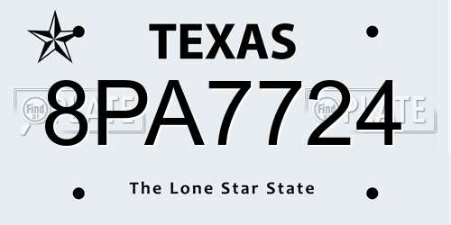 8PA7724 Texas License Plate