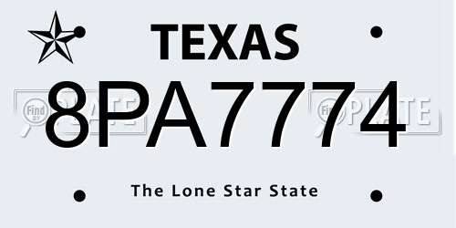 8PA7774 Texas License Plate