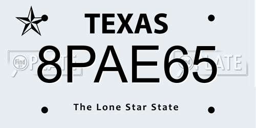 8PAE65 Texas License Plate