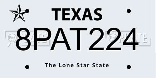 8PAT224 Texas License Plate
