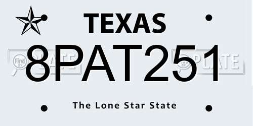 8PAT251 Texas License Plate
