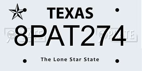 8PAT274 Texas License Plate