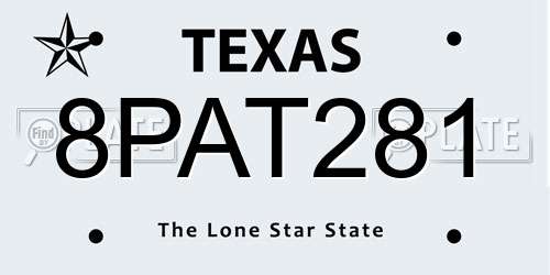 8PAT281 Texas License Plate