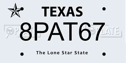 8PAT67 Texas License Plate