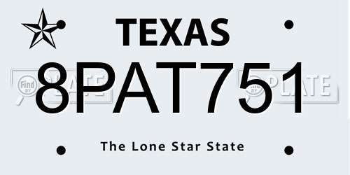 8PAT751 Texas License Plate