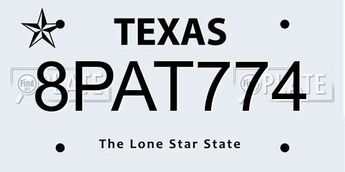 8PAT774 Texas License Plate