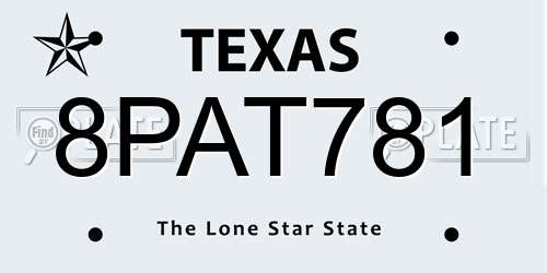 8PAT781 Texas License Plate