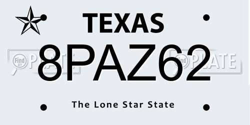 8PAZ62 Texas License Plate