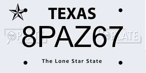8PAZ67 Texas License Plate