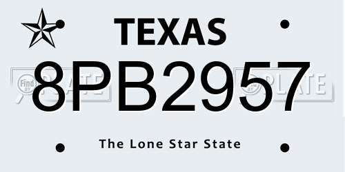 8PB2957 Texas License Plate