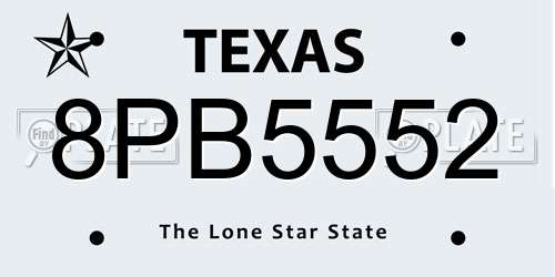 8PB5552 Texas License Plate