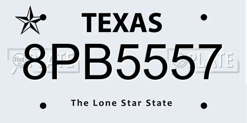 8PB5557 Texas License Plate
