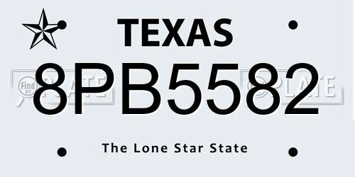 8PB5582 Texas License Plate