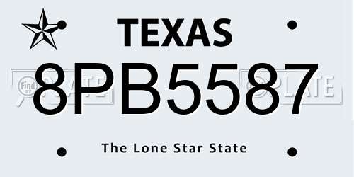 8PB5587 Texas License Plate