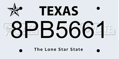 8PB5661 Texas License Plate