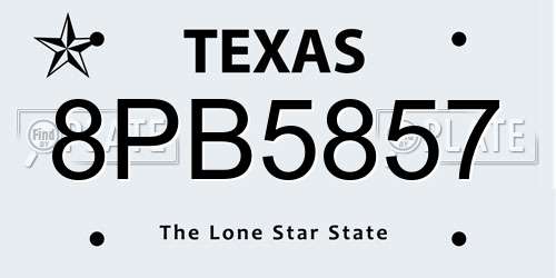 8PB5857 Texas License Plate