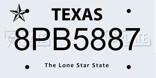 8PB5887 Texas License Plate
