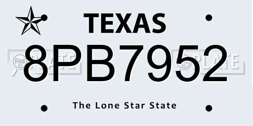 8PB7952 Texas License Plate