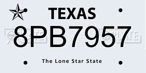 8PB7957 Texas License Plate