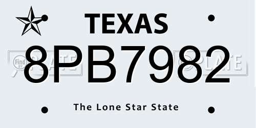8PB7982 Texas License Plate