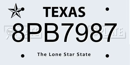 8PB7987 Texas License Plate