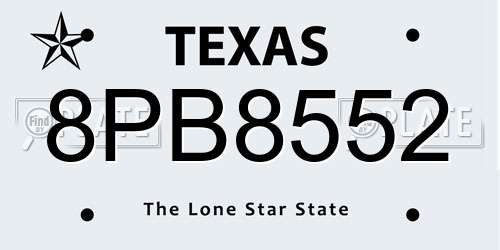 8PB8552 Texas License Plate