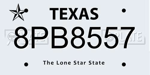 8PB8557 Texas License Plate