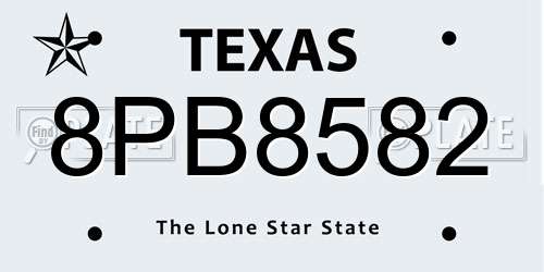 8PB8582 Texas License Plate