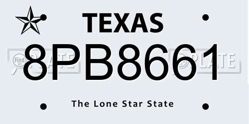 8PB8661 Texas License Plate