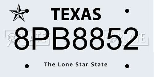 8PB8852 Texas License Plate