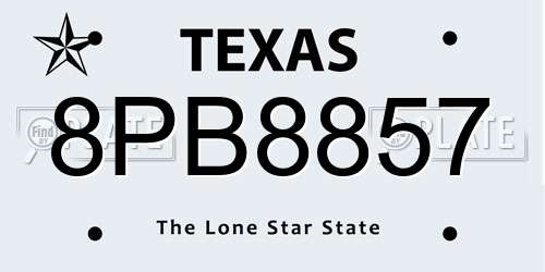 8PB8857 Texas License Plate
