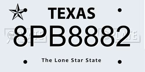 8PB8882 Texas License Plate