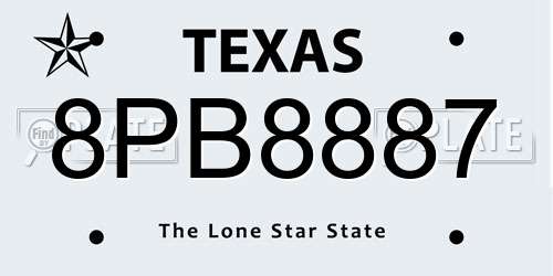 8PB8887 Texas License Plate