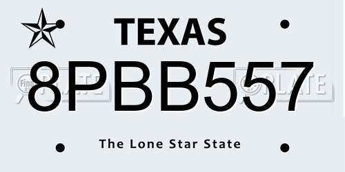 8PBB557 Texas License Plate