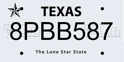 8PBB587 Texas License Plate