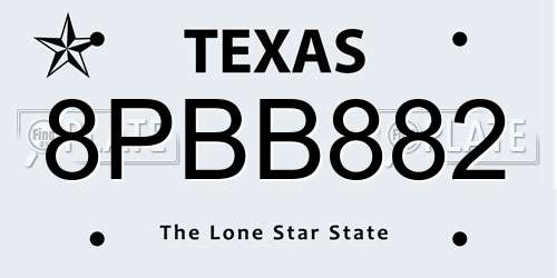 8PBB882 Texas License Plate