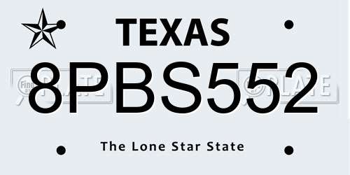8PBS552 Texas License Plate