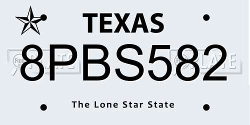 8PBS582 Texas License Plate