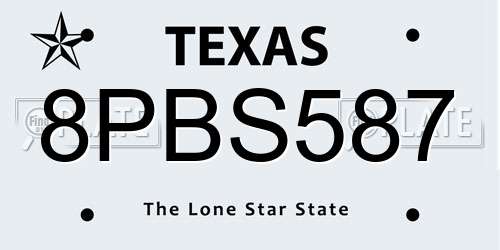 8PBS587 Texas License Plate