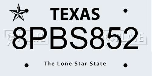 8PBS852 Texas License Plate