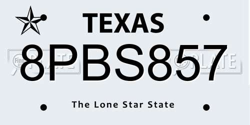 8PBS857 Texas License Plate