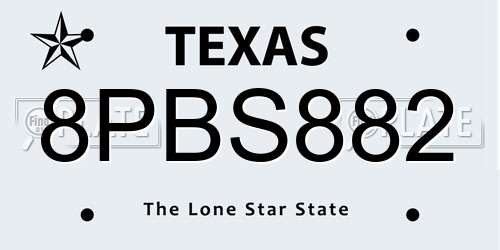 8PBS882 Texas License Plate