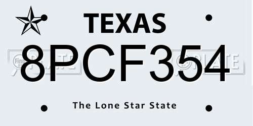 8PCF354 Texas License Plate