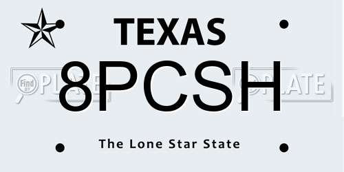 8PCSH Texas License Plate