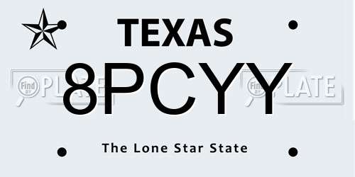 8PCYY Texas License Plate