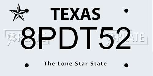 8PDT52 Texas License Plate