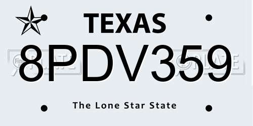 8PDV359 Texas License Plate