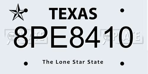 8PE8410 Texas License Plate