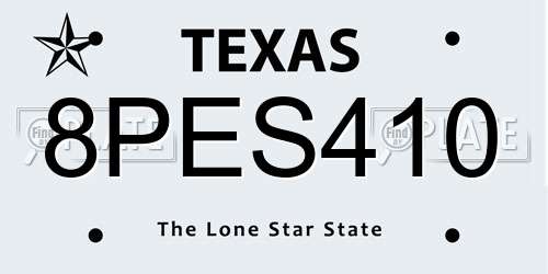 8PES410 Texas License Plate