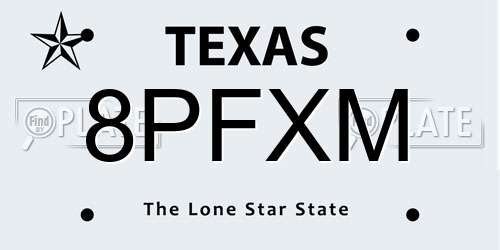 8PFXM Texas License Plate